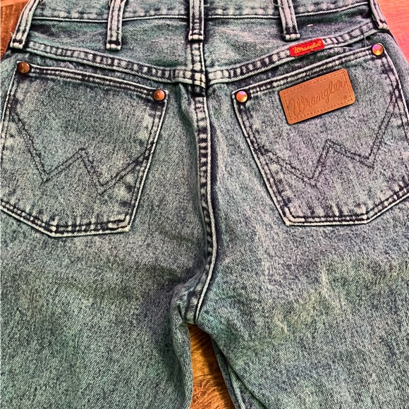 Vintage Wrangler Teal Acid Wash Jeans size 7 L 34 - Picture 1 of 8